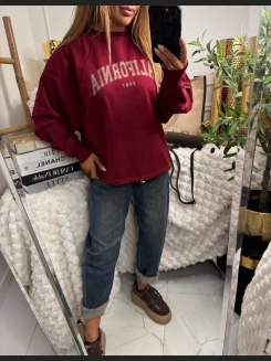 Bawełniana bluza z napisem CALIFORNIA w kolorze bordowym